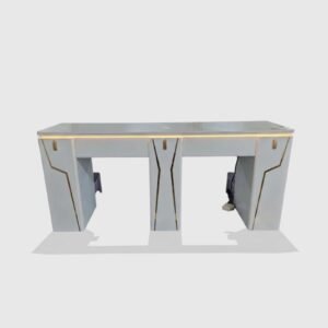 Custom White And Gold Double Seats Nail Table